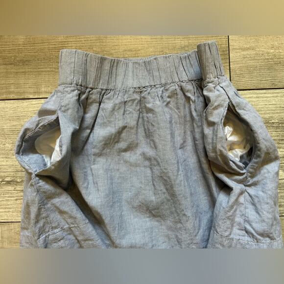 J. Crew finely pinstriped blue white coastal mini skirt sz 00 cotton linen blend - Picture 3 of 7